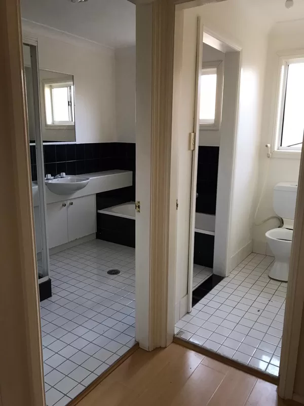 Exist Photo of Bath + Toilet (separate) - no linen closet